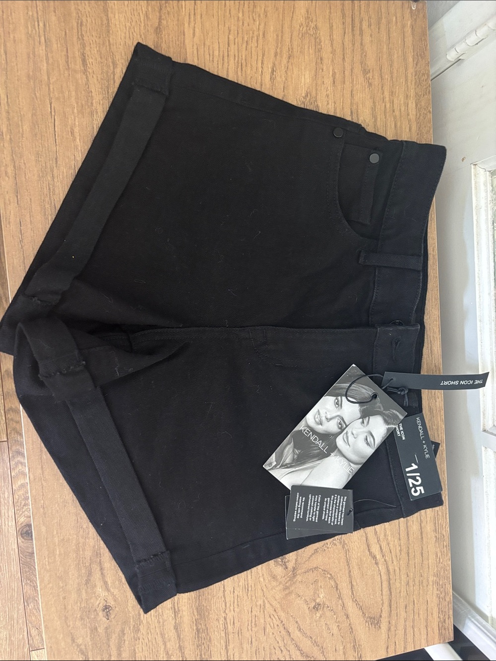 Kendall & Kylie Black High-Rise Cuffed Jean Shorts